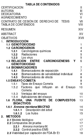 TABLA DE CONTENIDOS CERTIFICACIÓN                                                