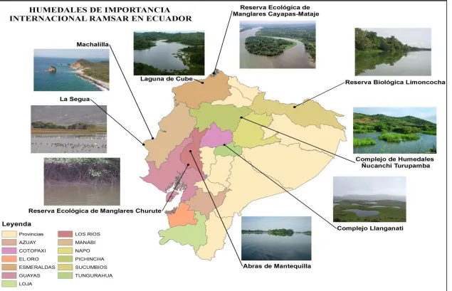 Figura 1. 4. Sitios Ramsar, Ecuador Fuente: Autora 