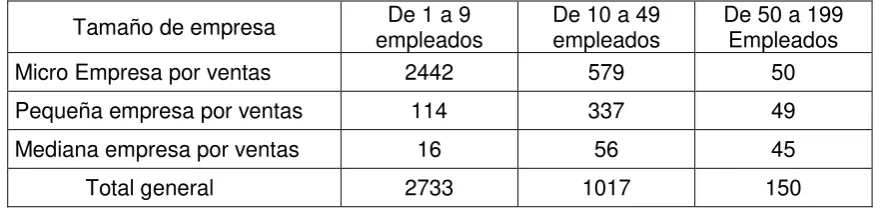 Cuadro 7: RELACIÓN ENTRE TIPOS DE EMPRESA Y EMPLEO 