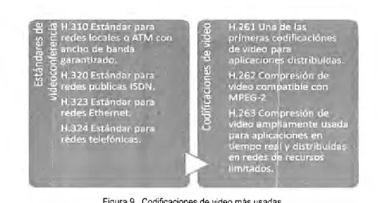 Figura 9.  Codificaciones de  video más usadas. 