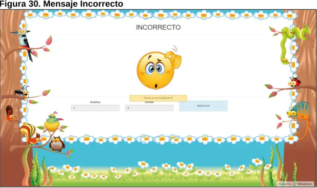 Figura 30. Mensaje Incorrecto 