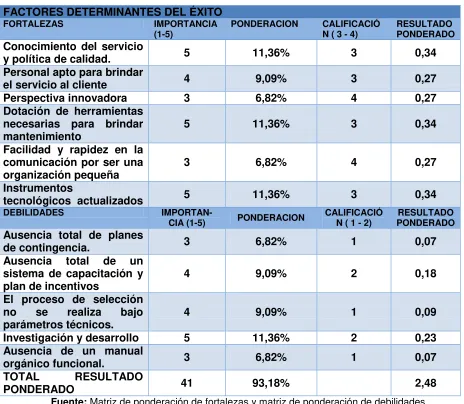 Tabla No. 1-16 Matriz EFI 