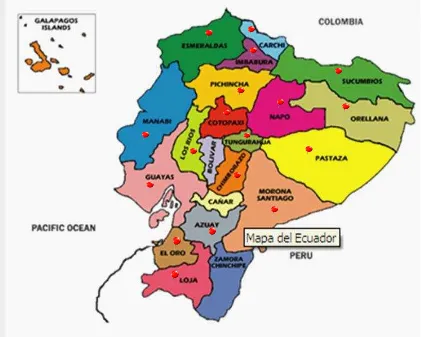 Figura 1.1 Ubicación geográfica  de agencias de la “Cooperativa 29 de Octubre”, a nivel 