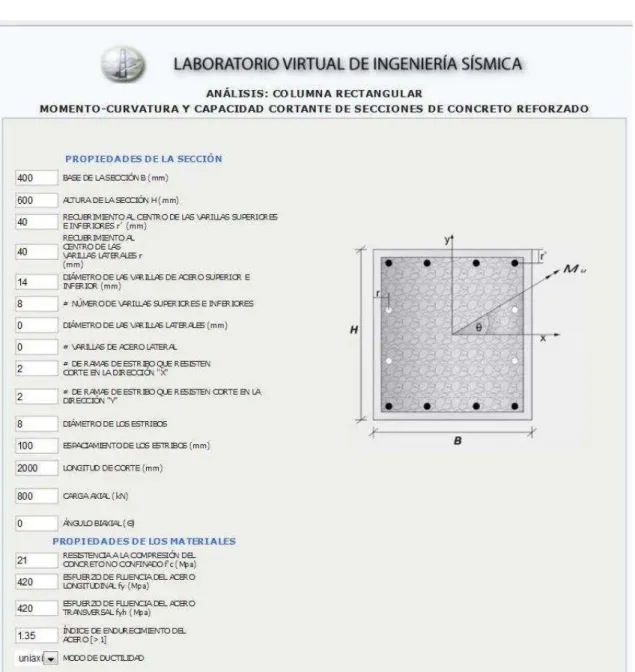 Figura 20 – Entorno de RC-Analysis para sección rectangular 