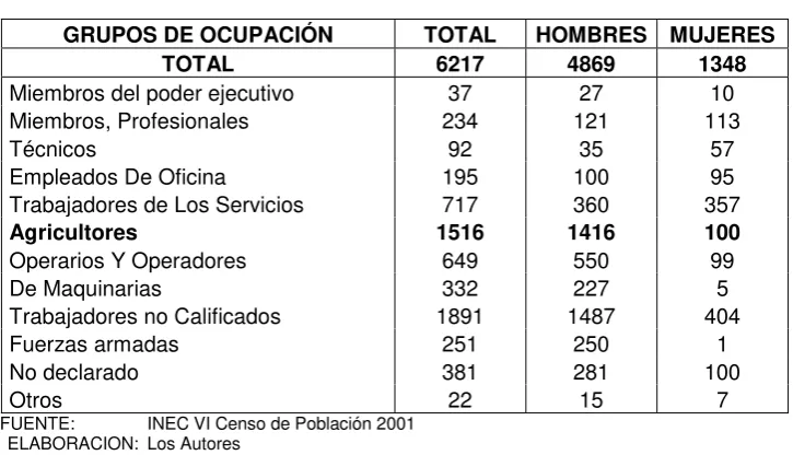Tabla 2.4 Población Económicamente Activa Cantón Macará 