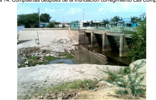 Figura 14. Compuertas después de la inundación corregimiento Las Compuertas. 