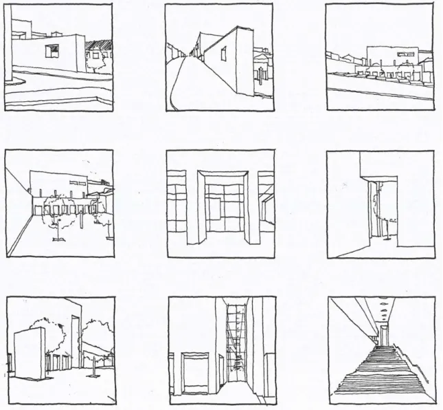 Figura 3. Esquemas de recorrido del edificio.  Fuente: El autor. 
