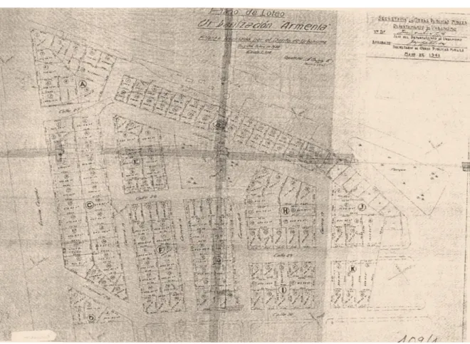 Figura 5 Plano de aprobación de loteo año 1941, Constructora Ospina 