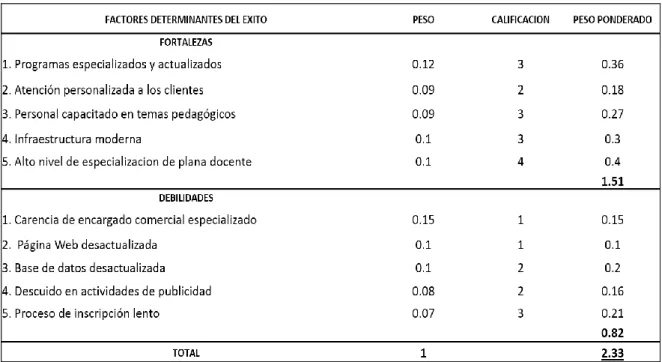 Tabla 08: Matriz EFI  