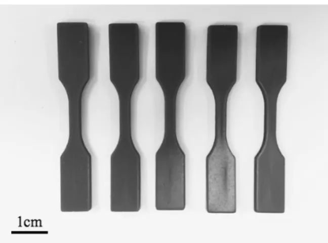 Figure 10. Specimens Type V, ASTM D638, printed in the horizontal direction.  