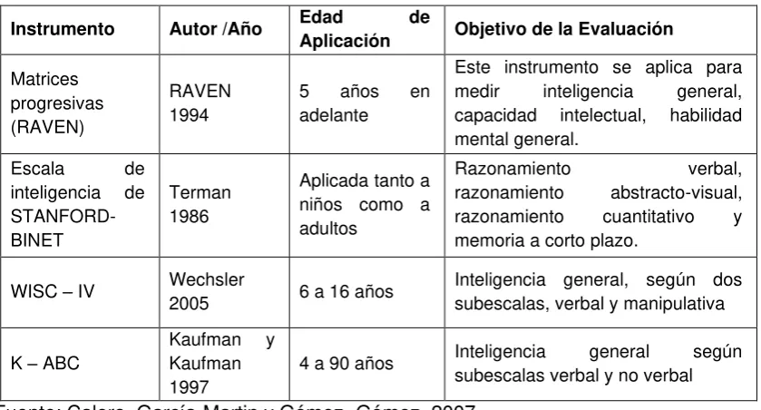 Cuadro 5. Test de Inteligencia. 