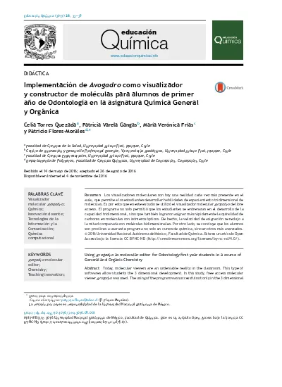 Implementación De Avogadro Como Visualizador Y Constructor De Moléculas Para Alumnos De Primer 1855