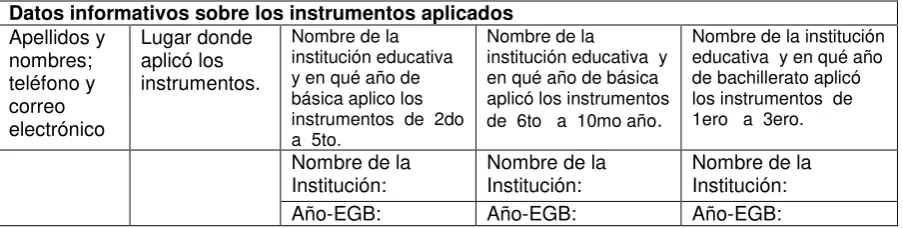 TABLA INFORMATIVA  