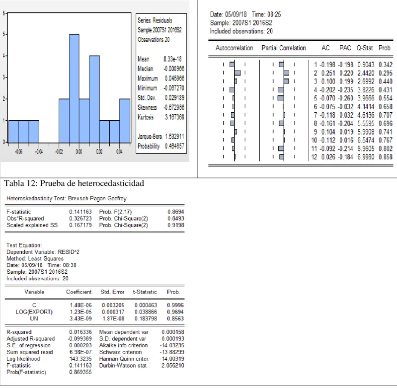 Tabla 12: Prueba de heterocedasticidad 