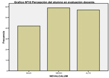 Figura N°10: Niveles de la evaluación del alumno en la evaluación de sus docentes en  las aulas