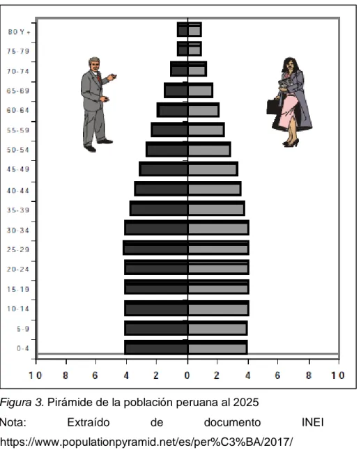 Figura 3. Pirámide de la población peruana al 2025 