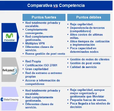Figura 2.16 Análisis de competidores en el mercado de Datos  