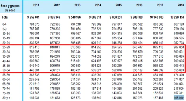 Figura 9. Población según segmento de edad. 