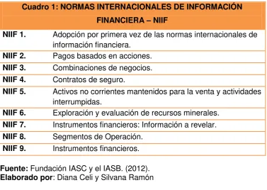 Cuadro 1: NORMAS INTERNACIONALES DE INFORMACIÓN 