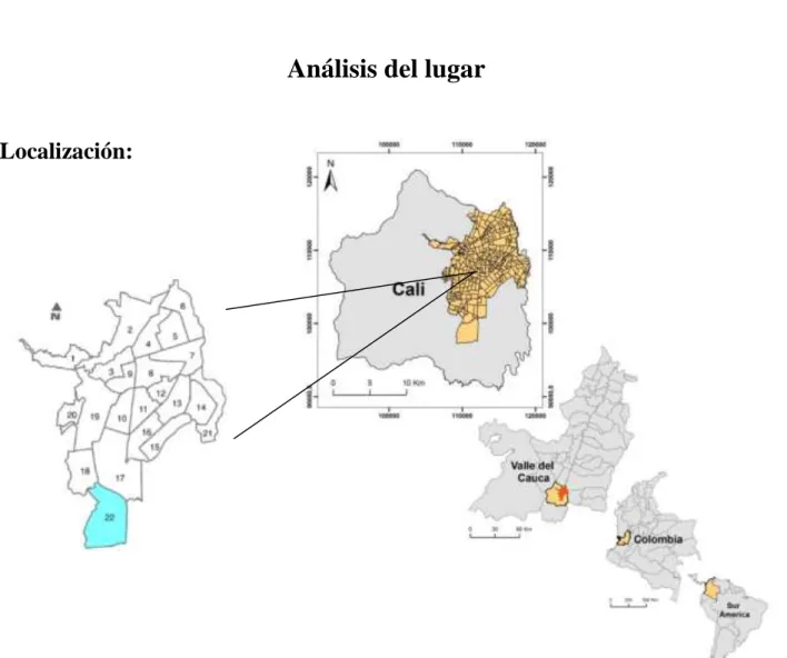 Figura 1 Localización: Comuna 22, Urbanización Ciudad Jardín, Cali - Colombia  Fuente: Departamento Administrativo de planeación Municipal (2008)  