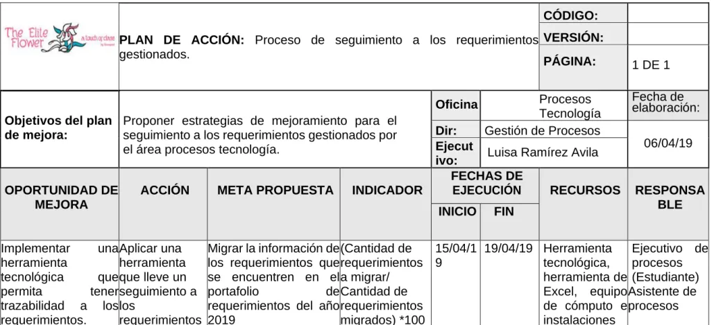 Tabla 4. Plan de acción 