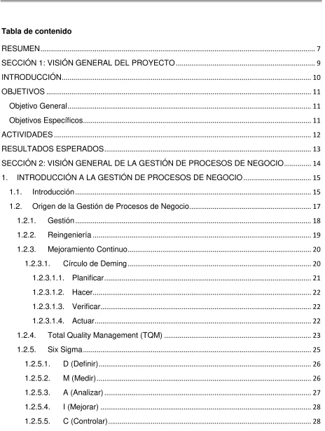 Tabla de contenido 