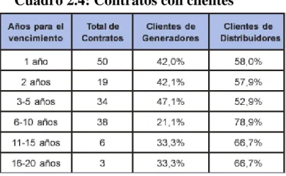 Cuadro 2.4: Contratos con clientes 
