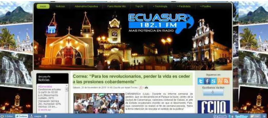 Fig. 04. Página Web de radio Ecuasur 