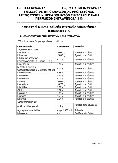 FOLLETO DE INFORMACIÓN AL PROFESIONAL AMINOSTERIL N-HEPA SOLUCIÓN ...