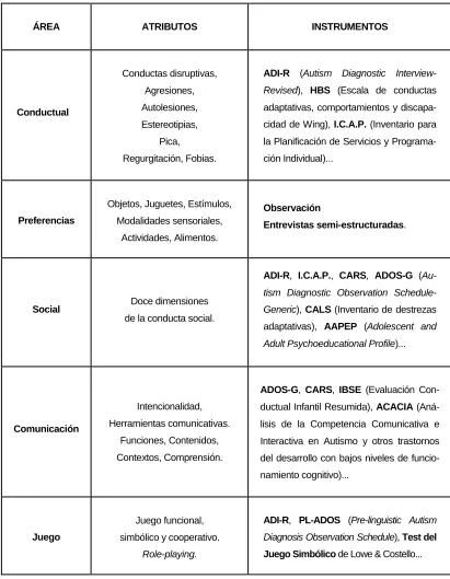 Cuadro 8. Instrumentos de evaluación psicológica y neuropsicológica de los TGD (2) 