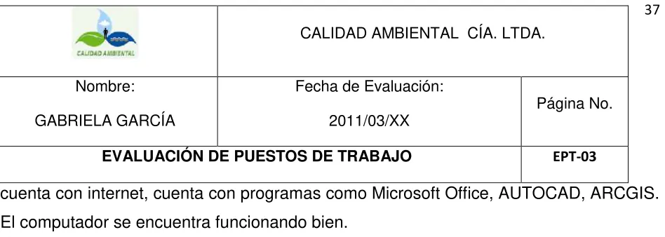 Tabla 7: DATOS DE CAMPO ILUMINACIÓN 