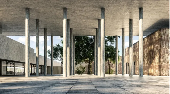 Fig. 8. Render. Acceso al proyecto SALA HIPOSTILA   Elaboración propia. 2017, CC BY-ND 