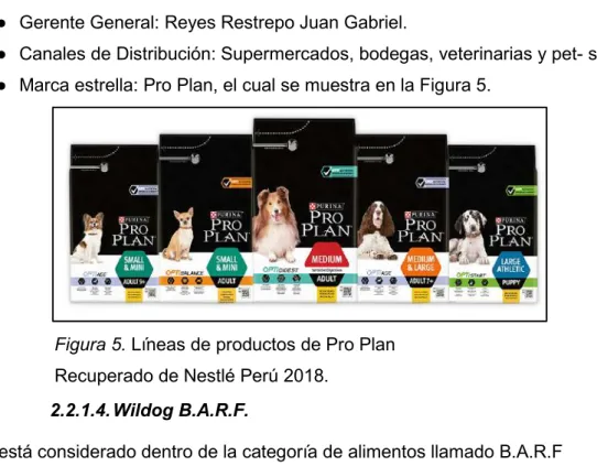Figura 5. Líneas de productos de Pro Plan  Recuperado de Nestlé Perú 2018. 