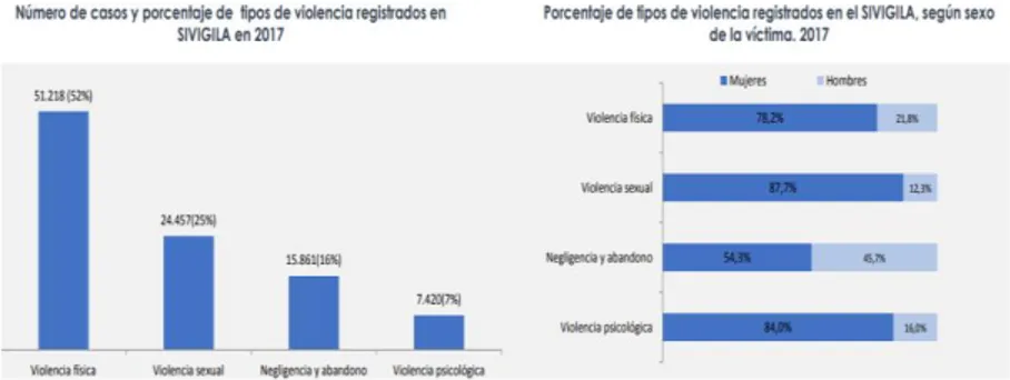 Figura  1.  Perspectiva  de  género,  estadísticas  de  tipo  de  violencia,  (Ministerio  de  Salud,  2017)