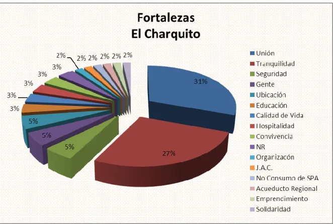 Figura  7.  Fortalezas  identificadas  en  la  encuesta  aplicada  a  habitantes  de  la  vereda  El  Charquito
