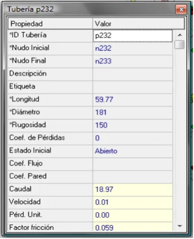 FIG. 14EJEMPLO DE DATOS INGRESADOS EN TRAMO DE TUBERÍA 