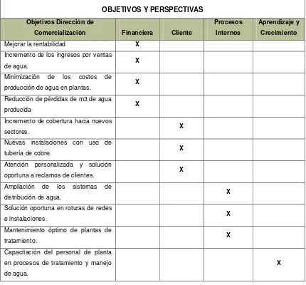 CUADRO Nro. 2; Objetivos y Perspectivas Dirección de Comercialización 