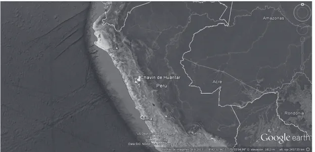 Figura 1. Mapa del Perú con la ubicación de Chavín de Huántar.