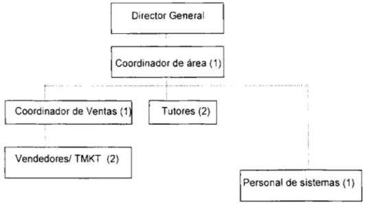 Figura  7.  Organigrama del  departamento de  Capacitación  en  línea  propuesto 