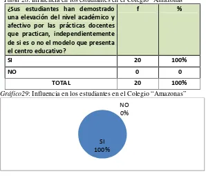 Tabla 28: Influencia en los estudiantes en el Colegio “Amazonas”