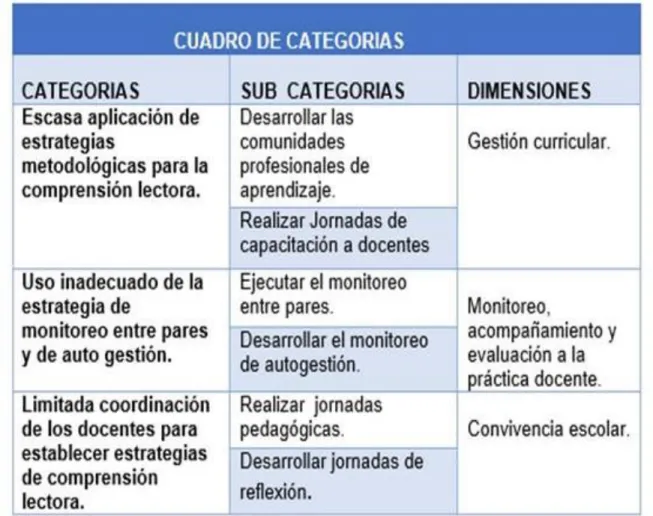 Cuadro de categorización 