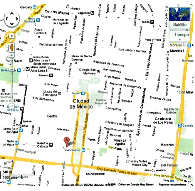 Gráfico J. Mapa satelital del Perímetro B del Centro Histórico de la Ciudad de  México