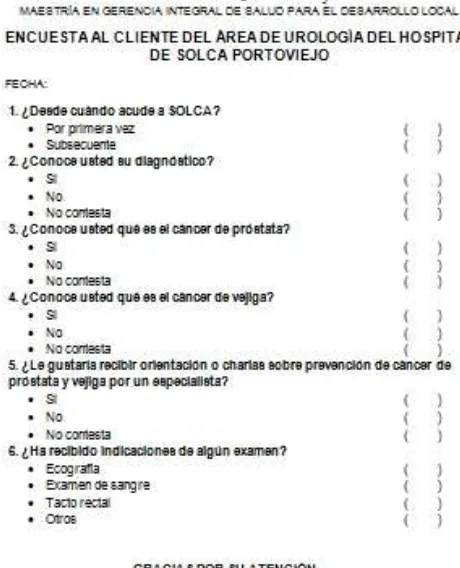 Figura Nº 9.  de urología del Hospital de SOLCA Encuesta efectuada a los pacientes y familiares que acuden al área Portoviejo 