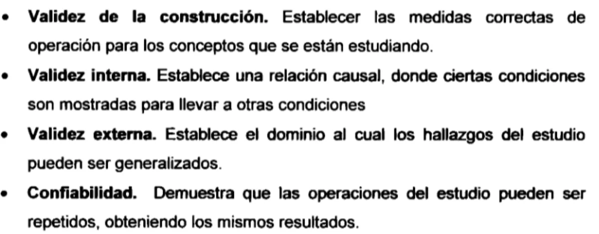 FIGURA 2.  Tácticas del  caso de estudio para  las cuatro  pruebas  (adaptado de yin,  2003)