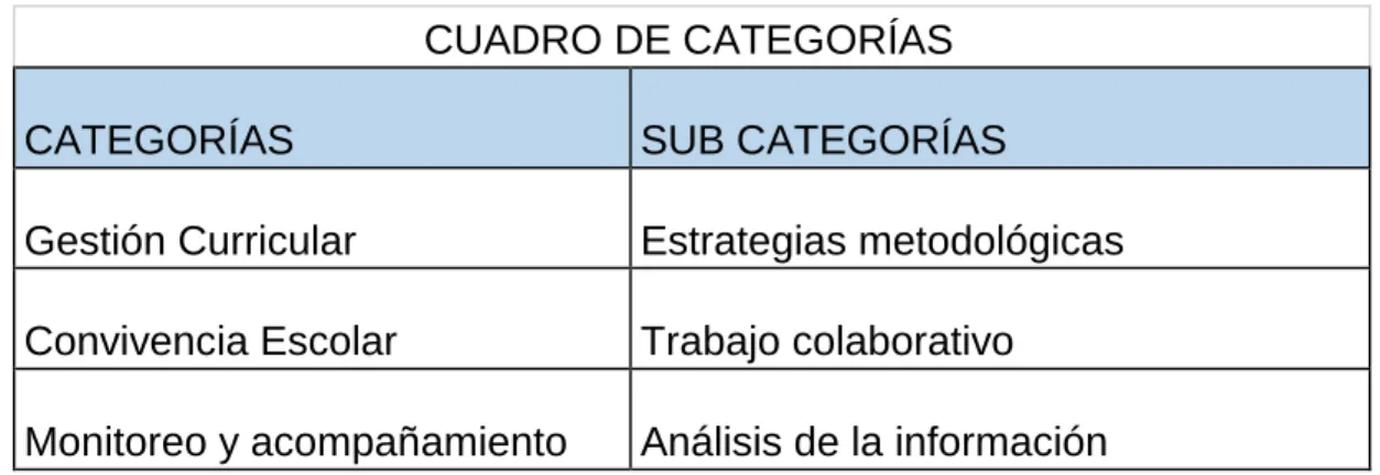 Cuadro de categorización 
