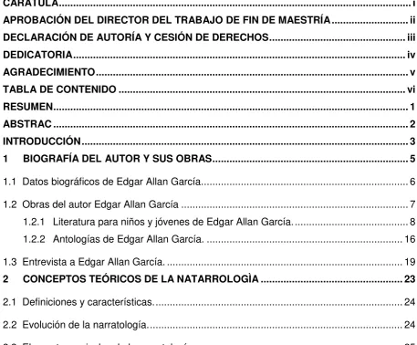 TABLA DE CONTENIDO ....................................................................................................