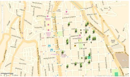 FIGURA 30. Ubicación de los parqueaderos públicos existentes en la ciudad de LojaELABORACIÓN:  González, 2013 en herramienta ArcGis 10 desktop online
