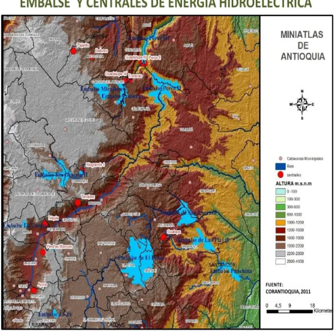 Ilustración 3. Hidrografía general de los embalses en Antioquia . 