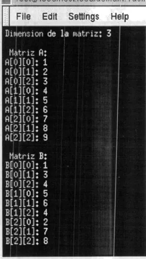 Fig. 7.3  Datos de las  matrices 