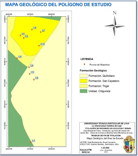 Figura 6. Mapa geológico del polígono de estudio.Fuente: Valle, A. 